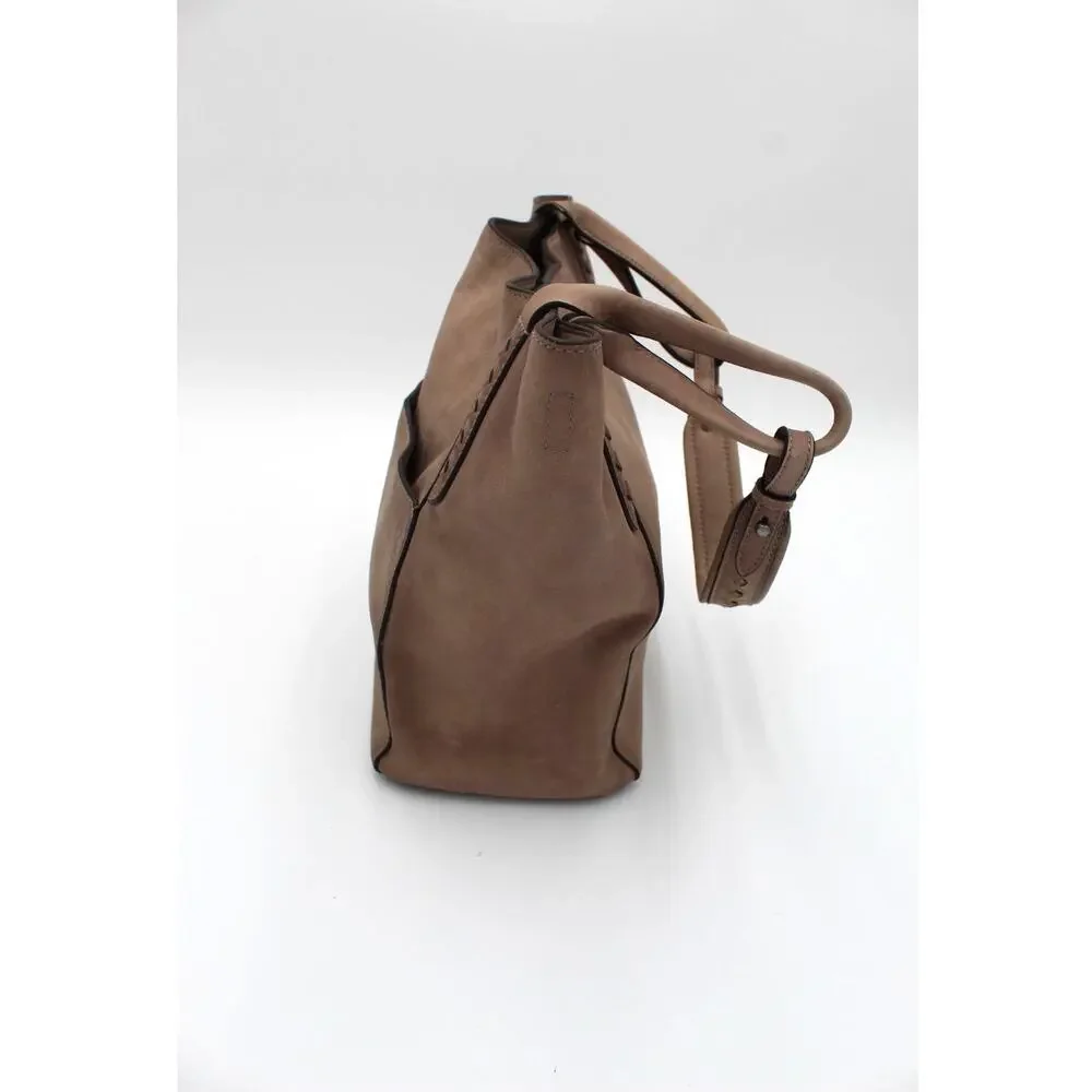 Frye Reed Leather Hobo Shoulder Bag Beige Tan Distressed Boho Western Purse - Picture 7 of 14